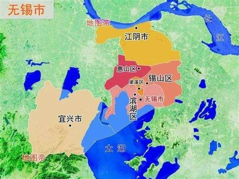 江苏省无锡市行政区划地图 - 闪电鸟